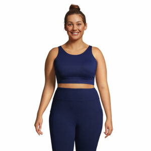 Women's High Neck Sports Bra - Lands' End - Blue - S