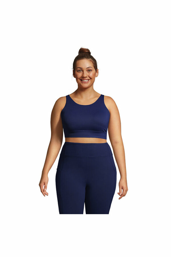 Women's High Neck Sports Bra - Lands' End - Blue - S