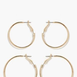 Womens Hoop Earrings 2 Pack - Gold - One Size, Gold