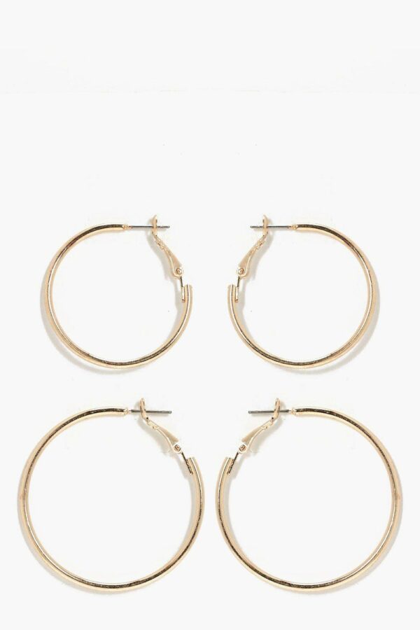 Womens Hoop Earrings 2 Pack - Gold - One Size, Gold