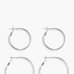 Womens Hoop Earrings 2 Pack - Grey - One Size, Grey