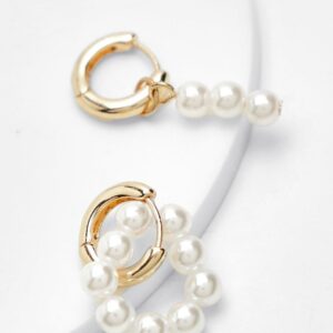 Womens Hoop Pearl Detail Earrings - Gold - One Size, Gold