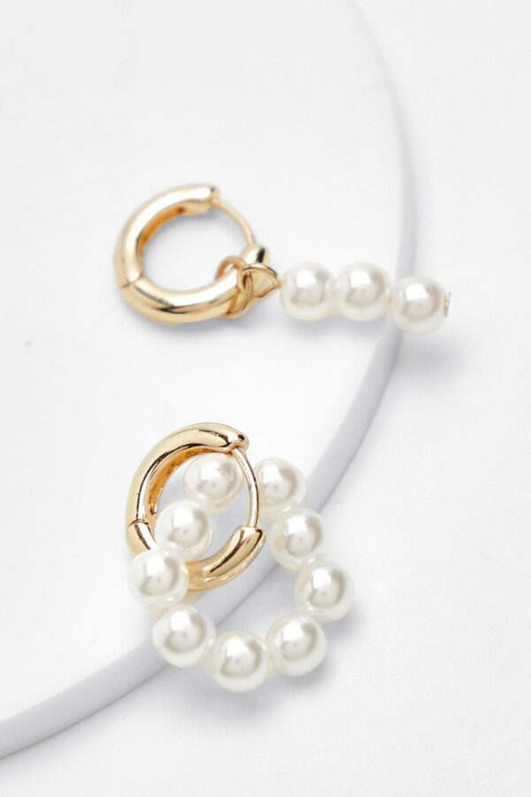 Womens Hoop Pearl Detail Earrings - Gold - One Size, Gold