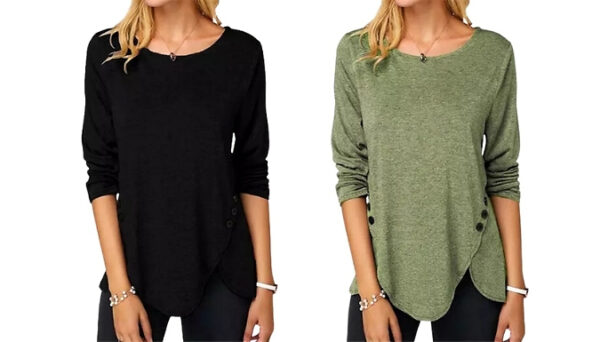 Women's Irregular Hem T-Shirt - 6 Colours, 5 Sizes!