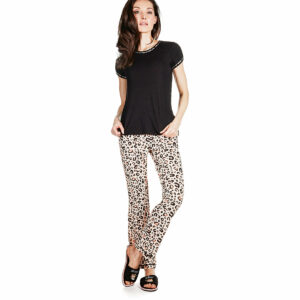 Women's Jungle Cat T-Shirt Cotton Blend Pajama Set