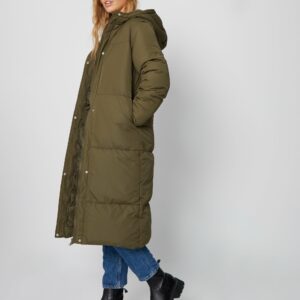 Women's Khaki Maxi Puffer Jacket