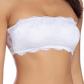 Women's Lace Bras Padded Bras Tube Bra Strapless Bras Full Coverage Scoop Neck Breathable Invisible Lace Pure Color Pull-On Closure Date Party Evening Casual