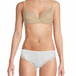 Women's Lace Trim Balconette Bra - Nude