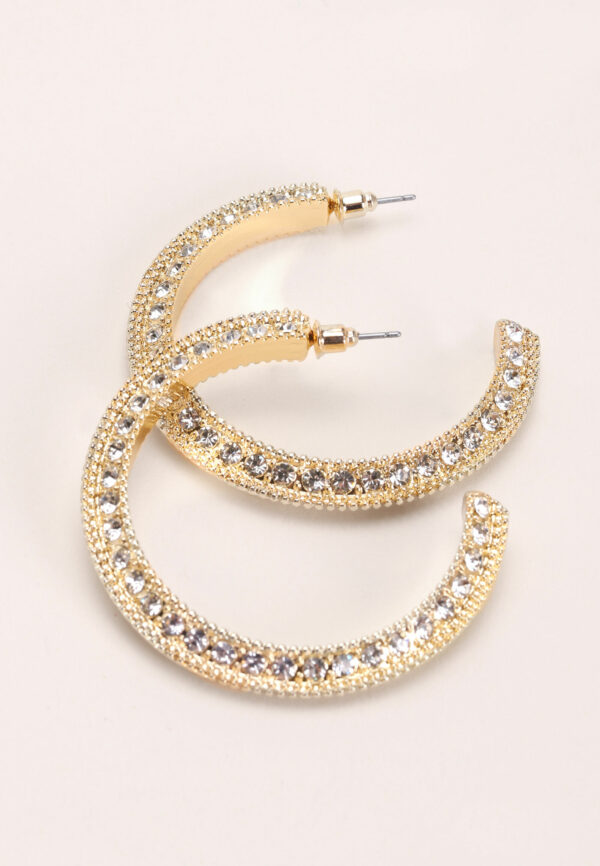 Womens Large Gold Sparkle Hoop Earrings