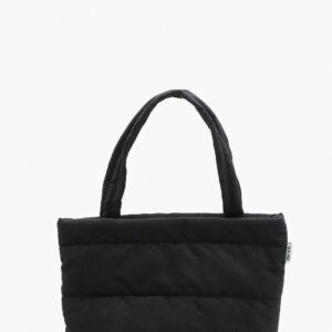 Womens Large Suedette Quilted Tote Bag - Black - One Size, Black