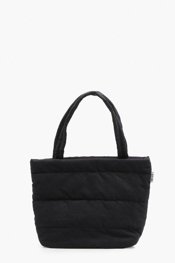 Womens Large Suedette Quilted Tote Bag - Black - One Size, Black