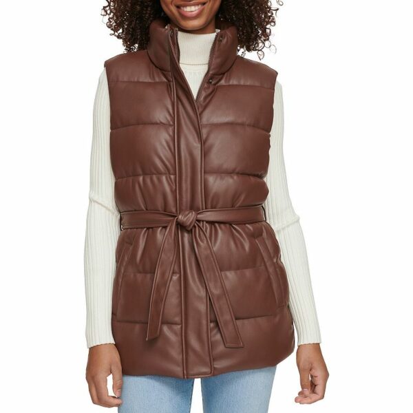 Women's Levi's® Faux Leather Vest With Cinch Waist, Size: Large, Brown Brown