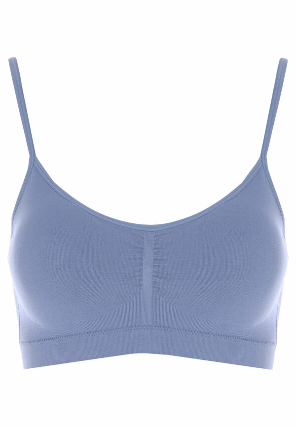 Womens Light Blue Thin Strap Seam Free Crop Top