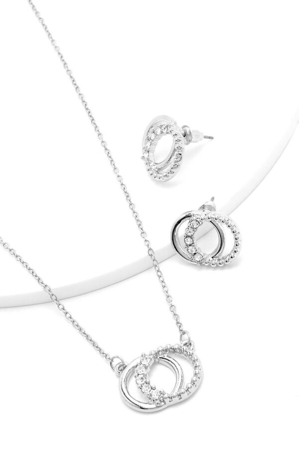 Womens Links Necklace And Earring Set - Grey - One Size, Grey