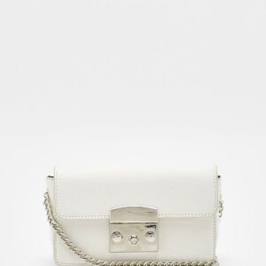 Womens Lock Boxy Crossbody Bag - White - One Size, White