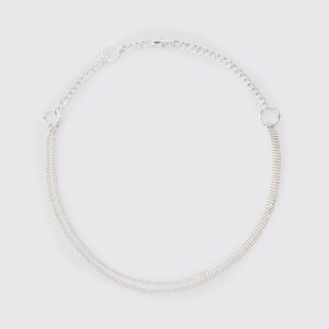 Womens Loop Detail Metal Chain Necklace In Silver - Grey - One Size, Grey