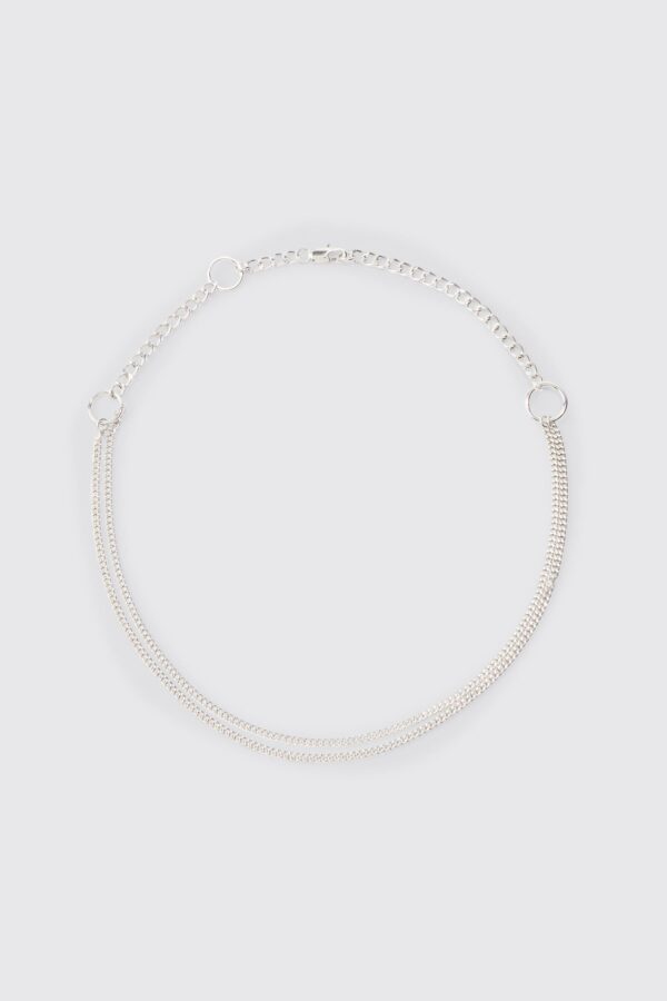 Womens Loop Detail Metal Chain Necklace In Silver - Grey - One Size, Grey