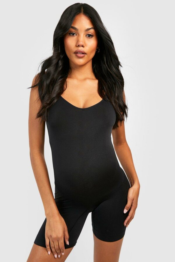 Womens Maternity Bump Support Shapewear Unitard - Black - 8