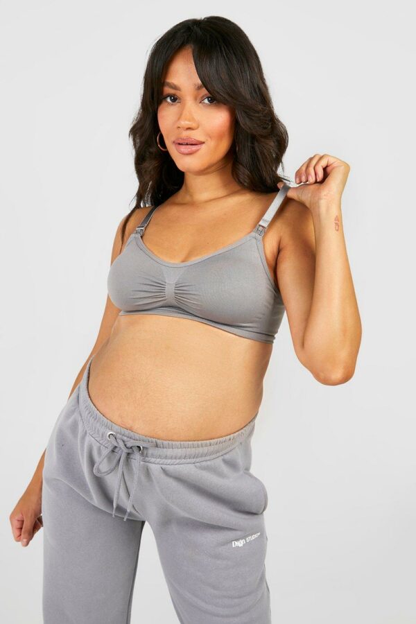 Womens Maternity Seamless Nursing Bra - Grey - S, Grey