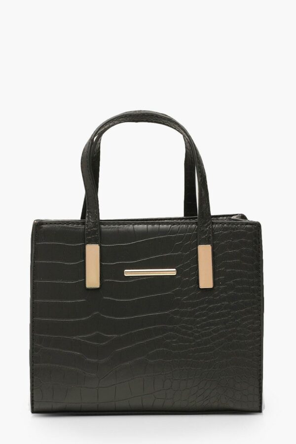 Womens Mini Croc Tote Bag - Black - One Size, Black