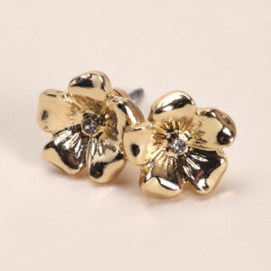 Womens Mini Gold Flower Stud Earrings