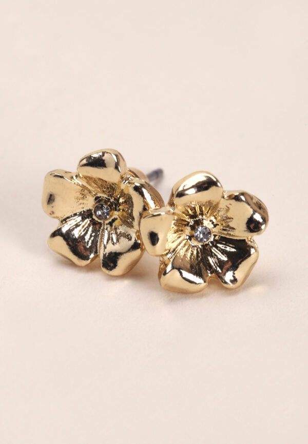 Womens Mini Gold Flower Stud Earrings