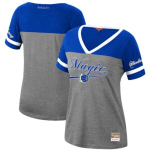 Women's Mitchell & Ness Penny Hardaway Heathered Charcoal Orlando Magic Team Captain V-Neck T-Shirt