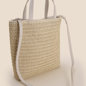 Womens Natural Straw Rectangle Tote Bag