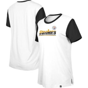 Women's New Era White, Black Pittsburgh Steelers Third Down Colorblock T-shirt - White, Black