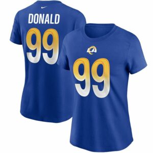 Women's Nike Aaron Donald Royal Los Angeles Rams Name & Number T-Shirt, Size: XL, Blue