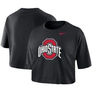 Women's Nike Black Ohio State Buckeyes Cropped Performance T-shirt - Black