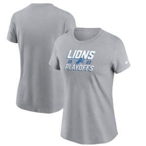 Women's Nike Gray Detroit Lions 2023 Nfl Playoffs Iconic T-shirt - Gray