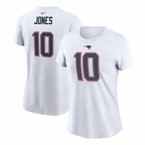 Women's Nike Mac Jones White New England Patriots Player Name & Number T-Shirt, Size: Small