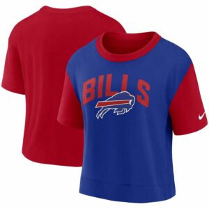 Women's Nike Red/Royal Buffalo Bills High Hip Fashion T-Shirt, Size: XL