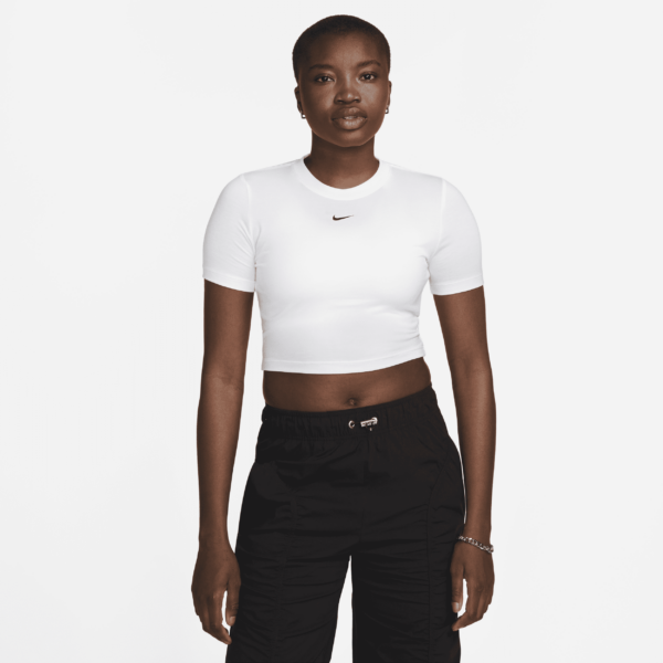 Women's Nike Sportswear Essential Slim Cropped T-Shirt in White, Size: XL | FB2873-100