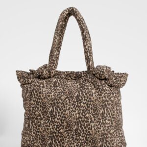 Womens Nylon Leopard Knot Handle Tote Bag - Multi - One Size, Multi