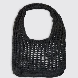 Womens Open Knit Tote Bag - Black - One Size, Black