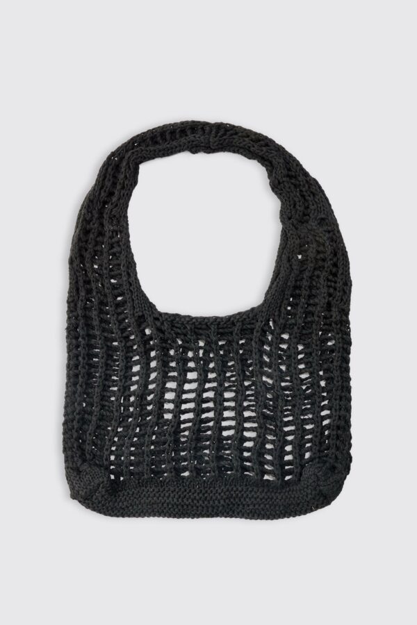 Womens Open Knit Tote Bag - Black - One Size, Black