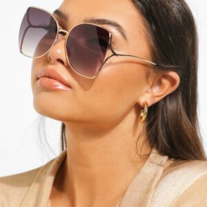 Womens Openwork Edged Sunglasses - Gold - One Size, Gold