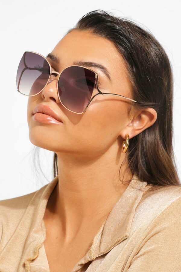 Womens Openwork Edged Sunglasses - Gold - One Size, Gold