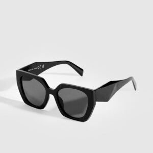 Womens Oversized Angular Black Sunglasses - One Size