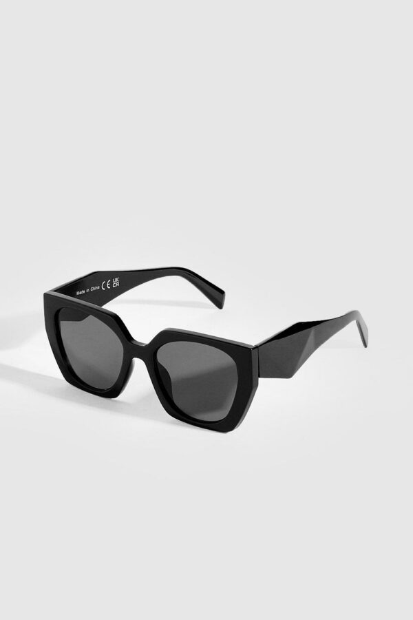 Womens Oversized Angular Black Sunglasses - One Size