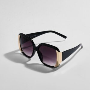 Womens Oversized Gold Detail Sunglasses - Black - One Size