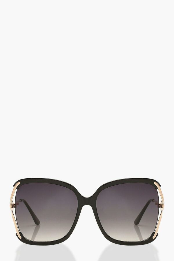 Womens Oversized Pearl Detail Sunglasses - Black - One Size, Black