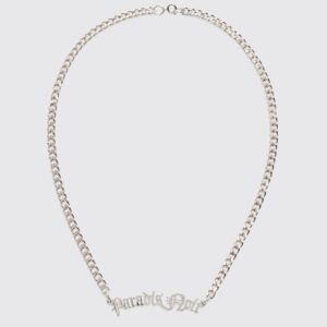 Womens Paradise Noir Slogan Necklace - Grey - One Size, Grey