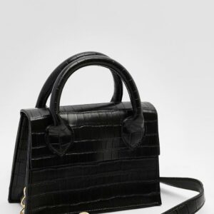 Womens Patent Croc Crossbody Bag - Black - One Size, Black