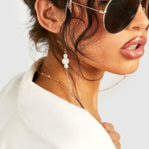 Womens Pearl Station Sunglasses Chain - Gold - One Size