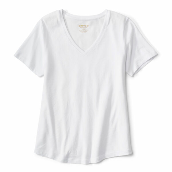 Women's Perfect Eco-Friendly Relaxed V-Neck T-Shirt White Size Small Cotton Orvis