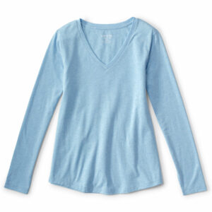 Women's Perfect Relaxed V-Neck Modal-Blend T-Shirt Cloud Blue Heather Size Large Cotton Orvis