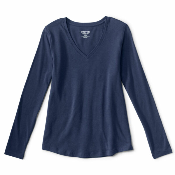 Women's Perfect Relaxed V-Neck Modal-Blend T-Shirt True Navy Size Xs Cotton Orvis